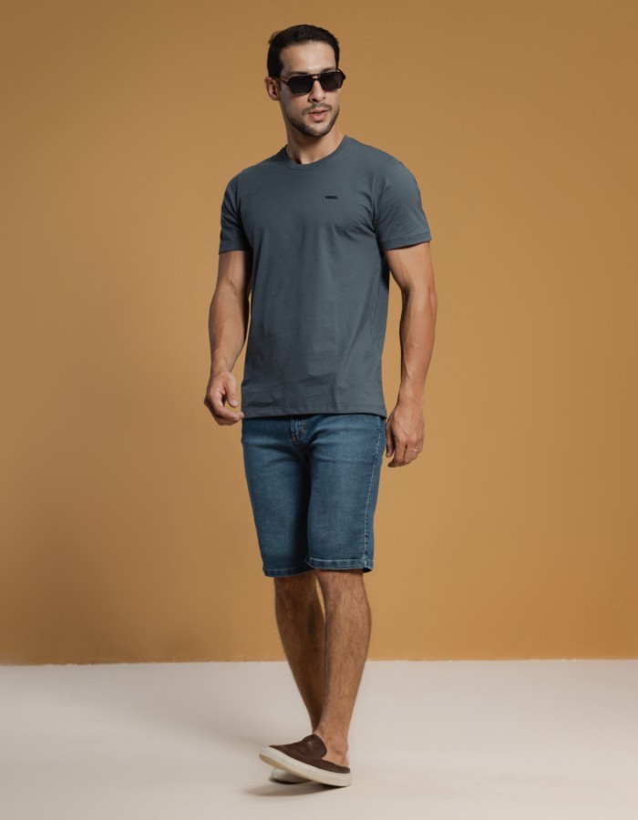 BERMUDA CLÁSSICA JEANS DEST. PIST. L. MEL CLARO (BORDADO BOLSOS) 