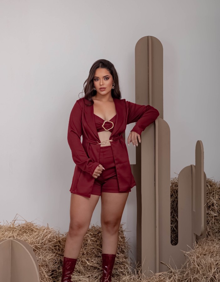Conjuntos short saia, cropped e blaze