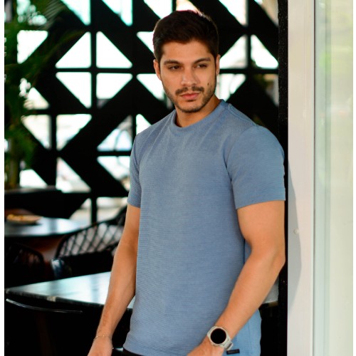 CAMISA TEXTURIZADA AZUL JEANS