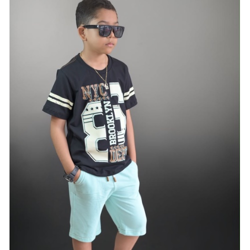Conjunto : estampada +bermuda caramelo
