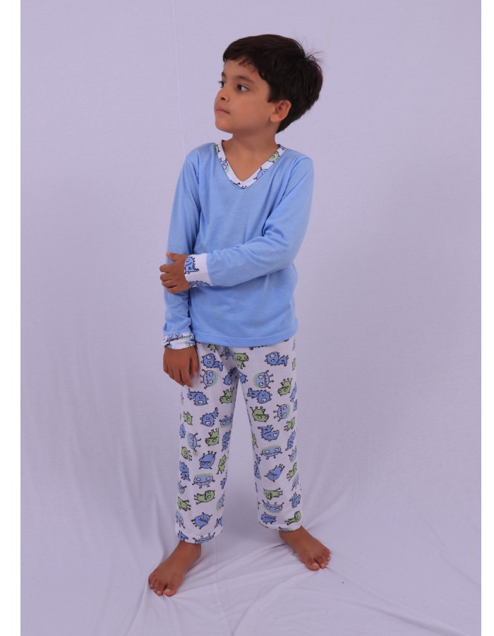 Pijama infantil manga-longa masculino
