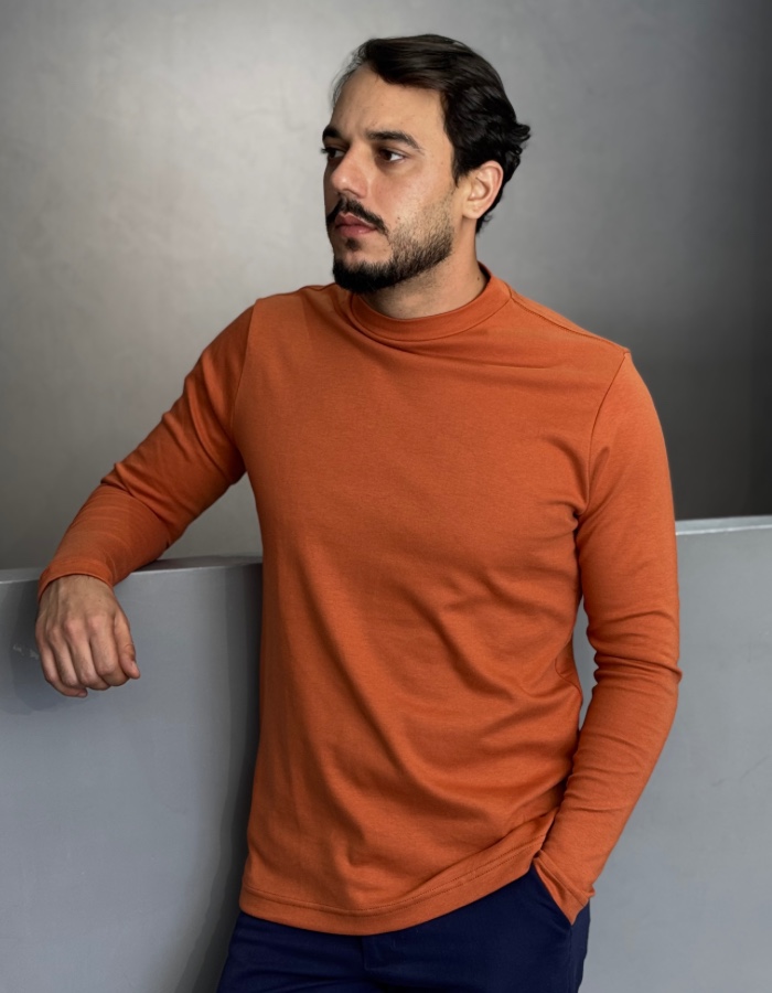 SUEDINE GOLA MEDIA MANGA LONGA TERRACOTA