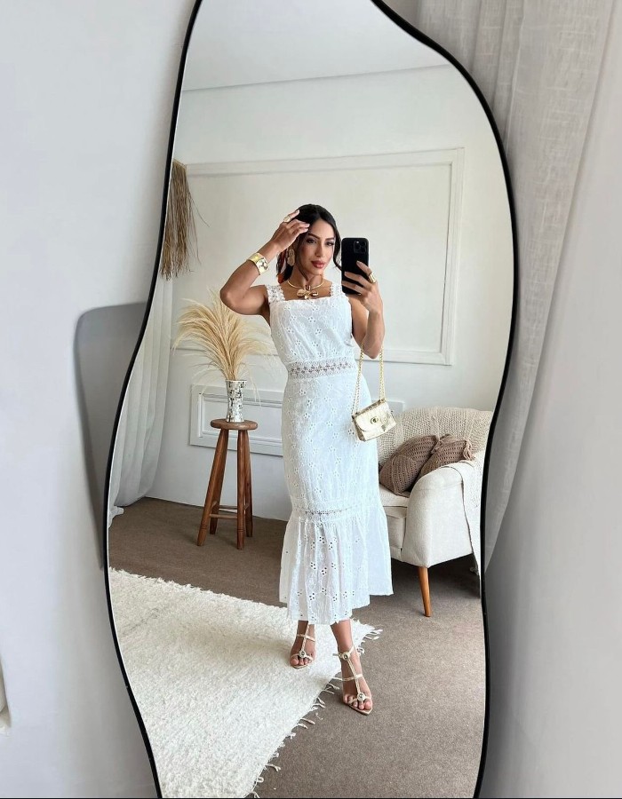 vestido longuete bordado 