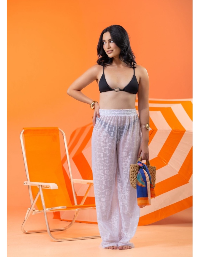 CALÇA COM ELÁSTICO TRANSPARENTE 