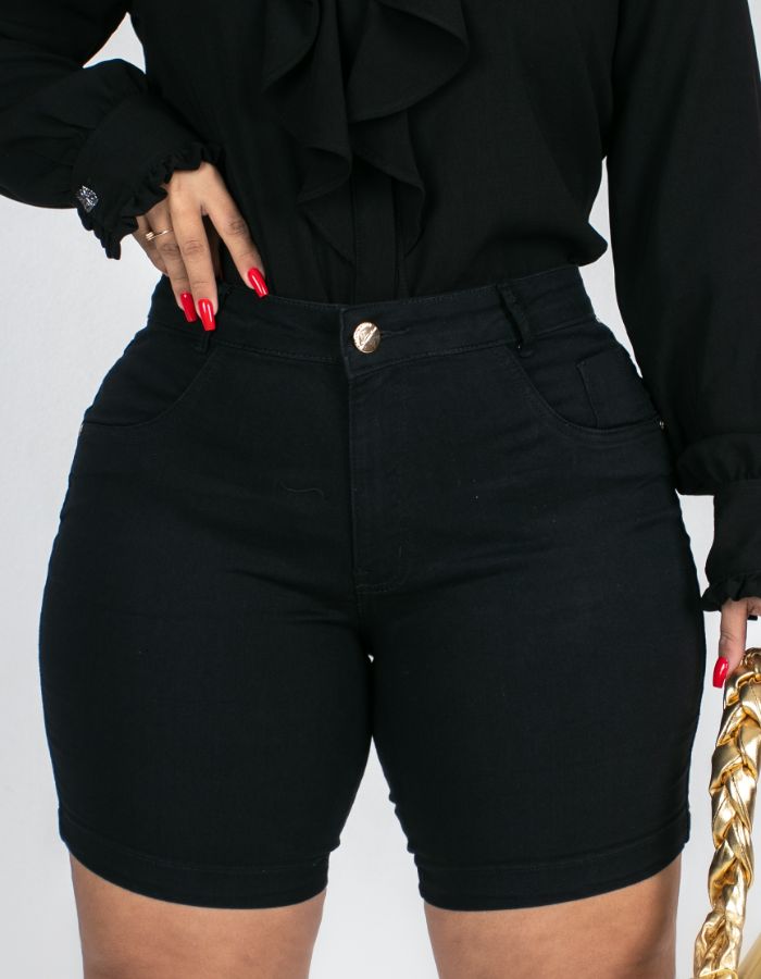 SHORT PLUS PRETO LONGO PREMIUM