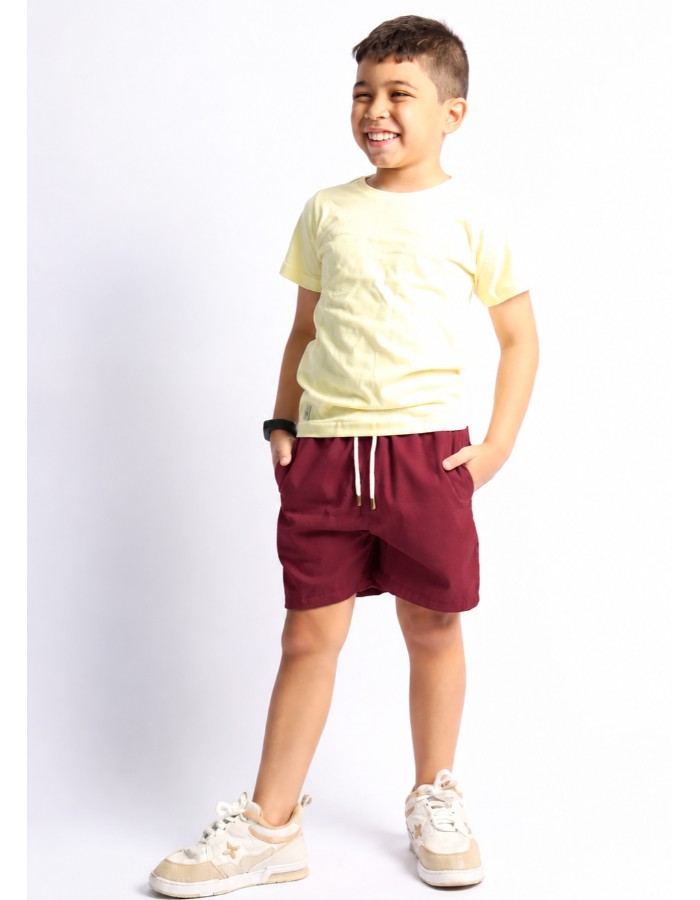 SHORT MAURICINHO DE LINHO VINHO