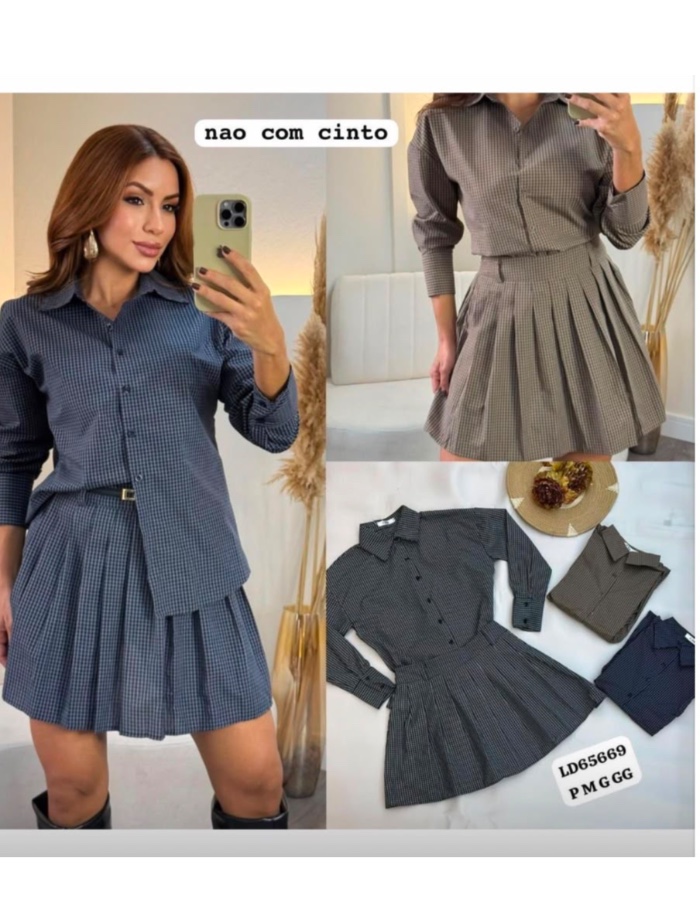 conjunto xadrez com blusão 