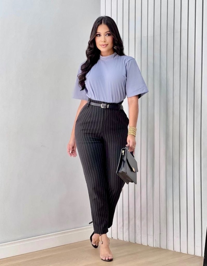 Calça alfaiataria zara risca de giz 
