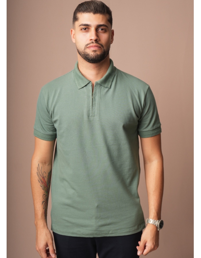 GOLA POLO ZIPER PIQUET 95% ALGODÃO 5% ELASTANO