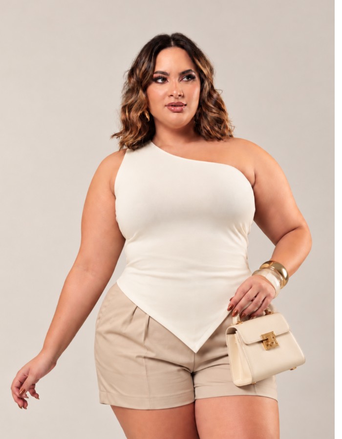 Blusa Ombro Ú Assimétrica - PLUS SIZE