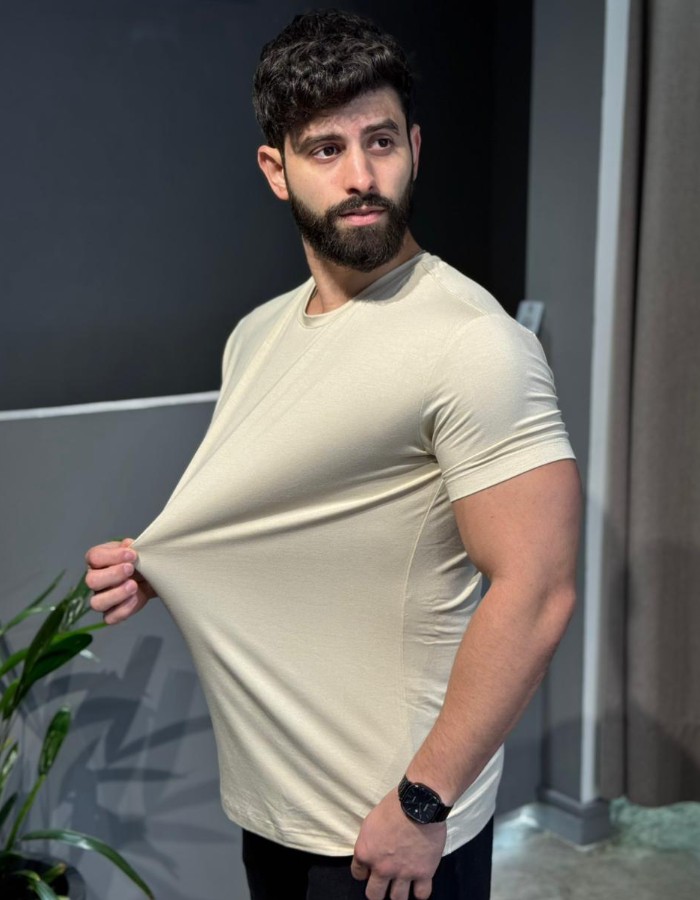 T SHIRT TECH BEGE COGUMELO