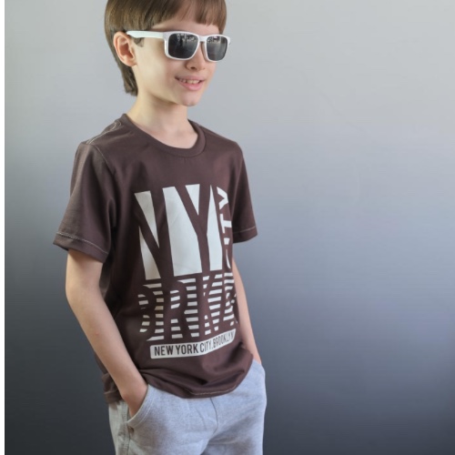 Camisa estampada marrom beringela