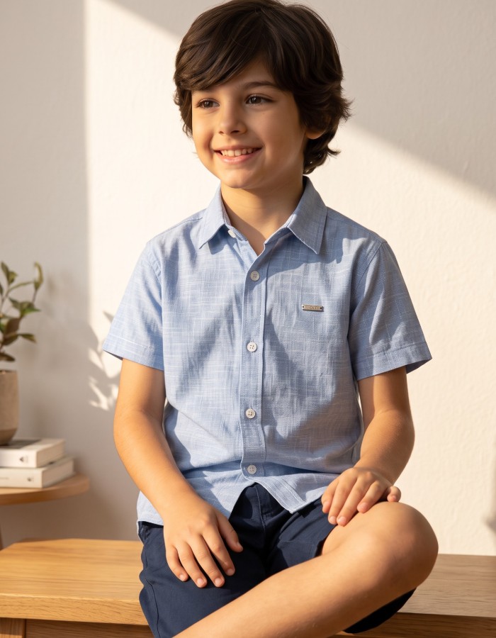 CAMISA RAVI - Camisa Manga Curta em Linho Flamê 