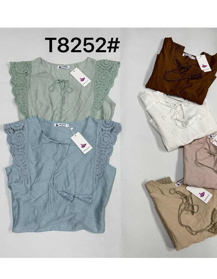 BLUSA CREPE SEDA C/ DETALHES EM CROCHE