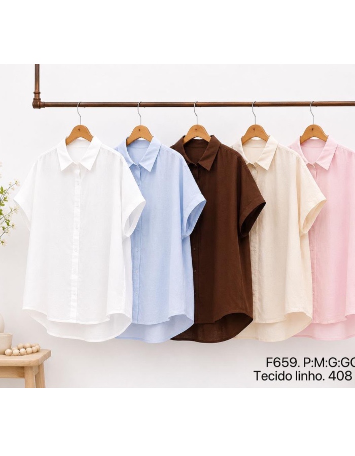 Blusa social básica manga curta 
